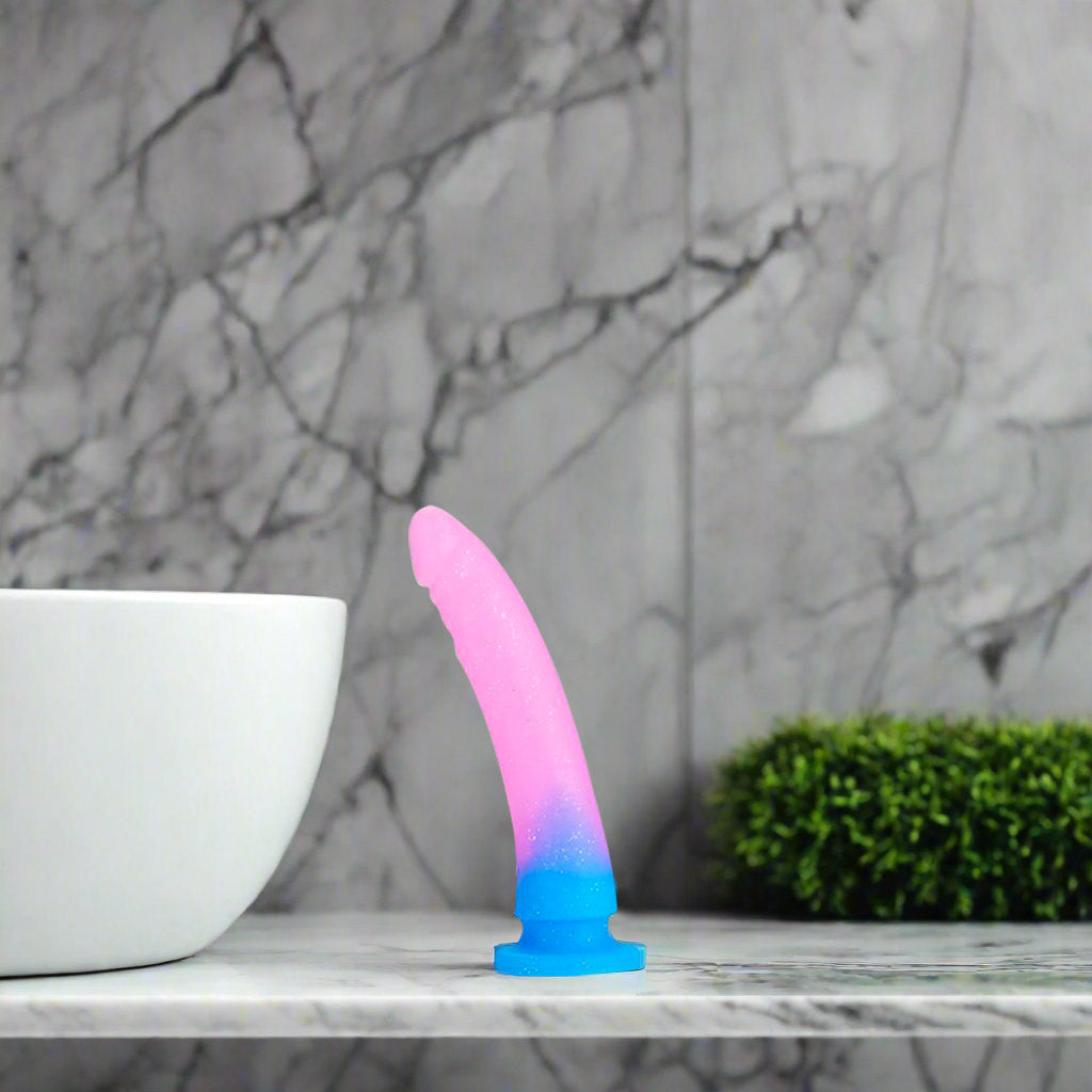 Pink Blue Glitter Silicon Dildo NZ