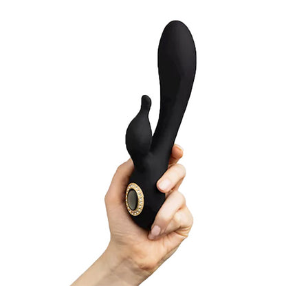 Black silicone Gemmed Luxury Rabbit Vibrator Auckland