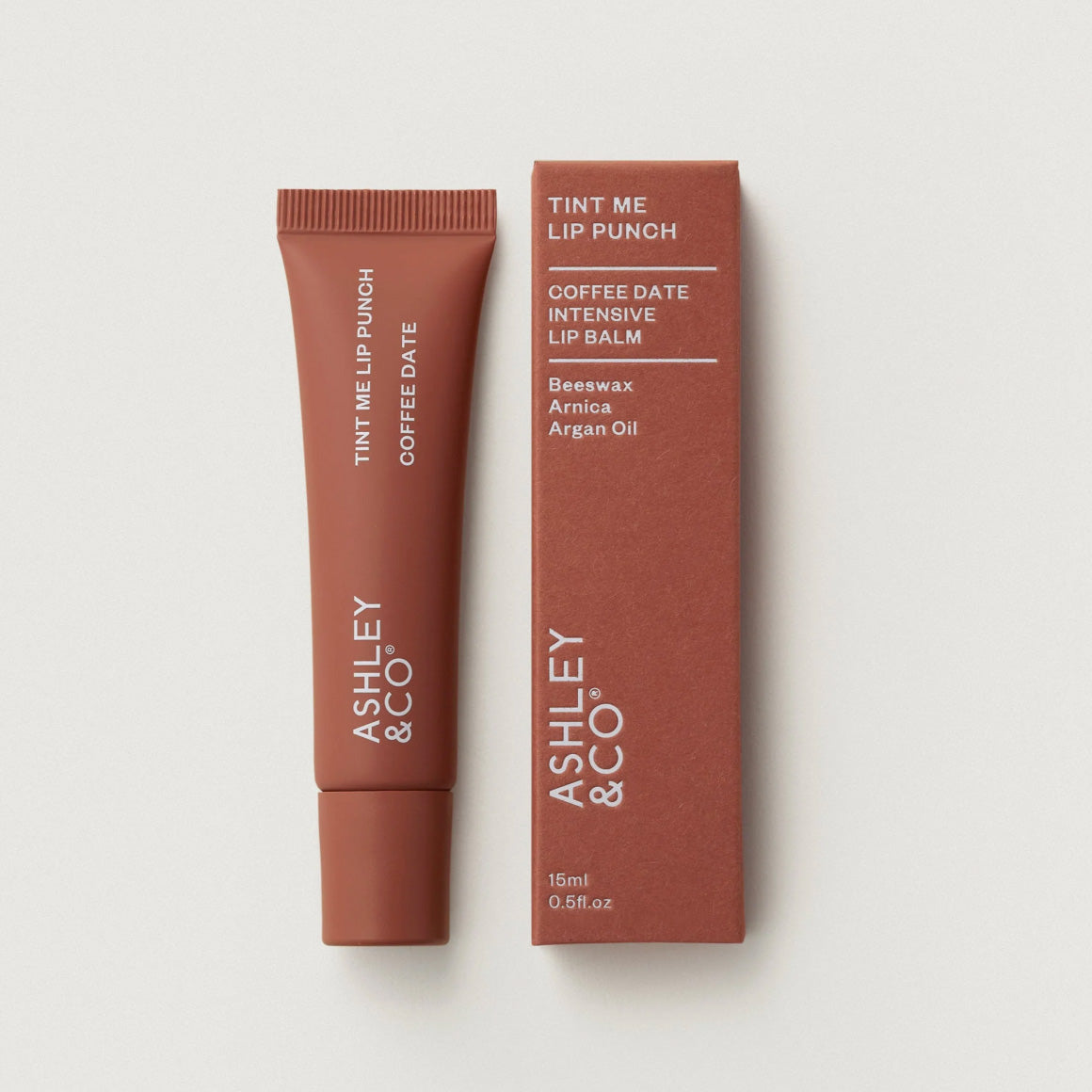 Coffee Date Lip Tint Lip Balm Ashley & Co, NZ. Happy Pink Taco.