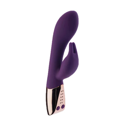 Purple silicone Rabbit Vibrator with a metallic base. Happy Pink Taco NZ